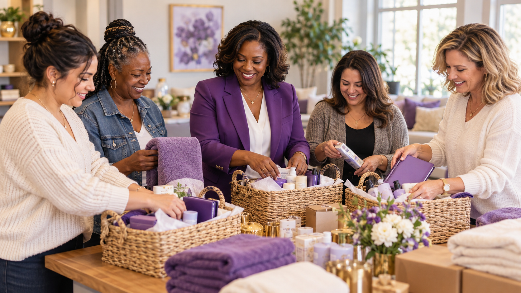 Volunteers preparing supplies for their community